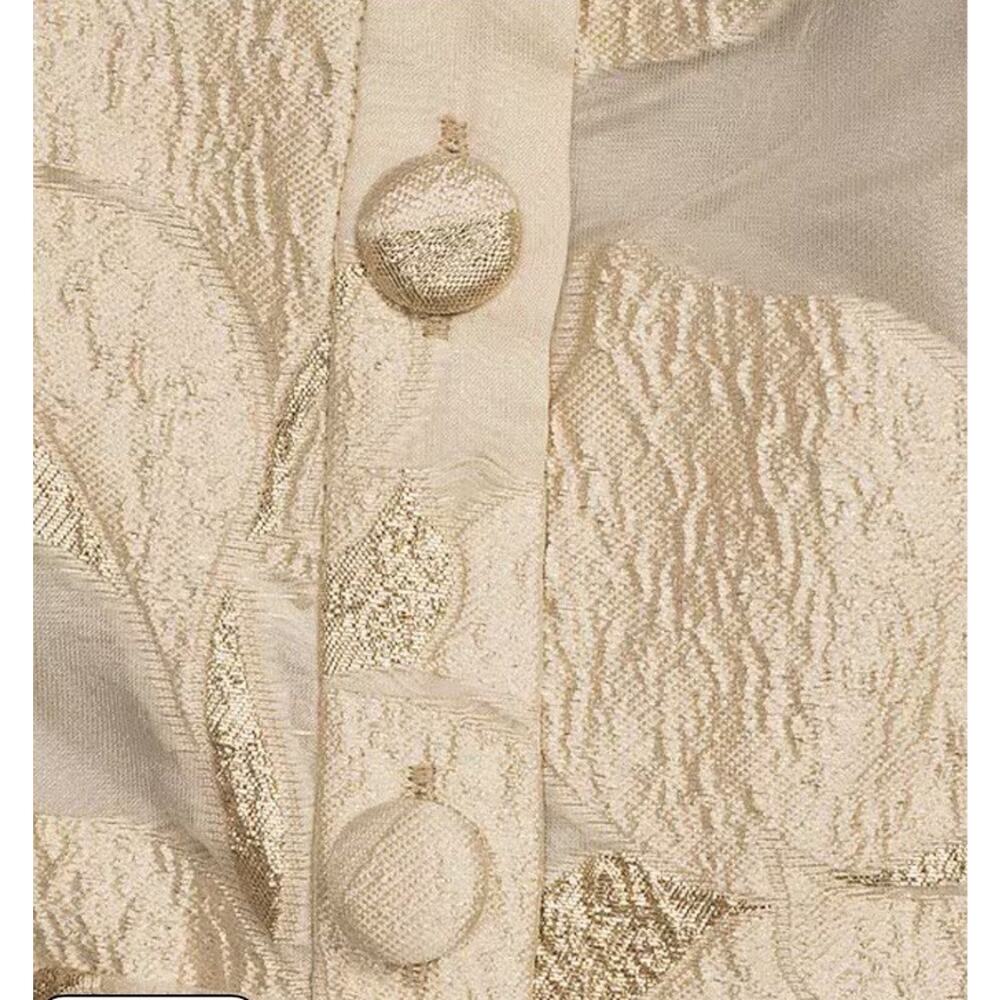ALEX Evenings Jacquard Gold Mother Of The Bride Dress Gown Point Collar 14 16 - Picture 2 of 16